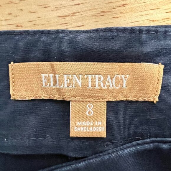 Ellen Tracy Women’s Flat Front Ankle Chino Pants Navy Side Zipper Sz 8 - Picture 8 of 9